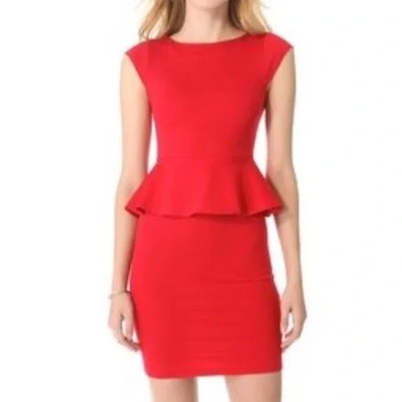 H&M pretty peplum style mulberry coloured dress SIZE 4 - Picture 11 of 12